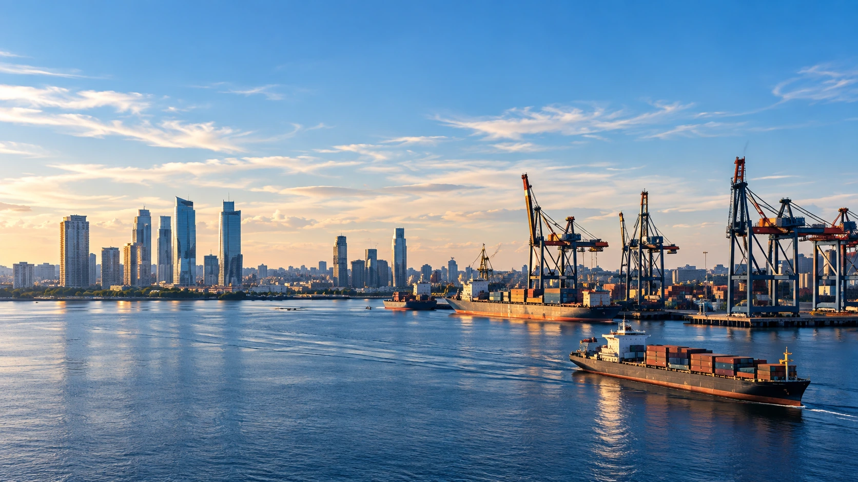 Buenos Aires container port and skyline