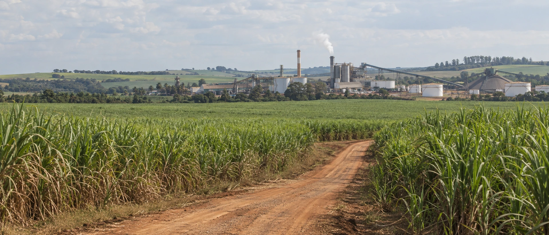 Sugarcane fields with sugar and ethanol mill in Brazil – Brazil sourcing origin